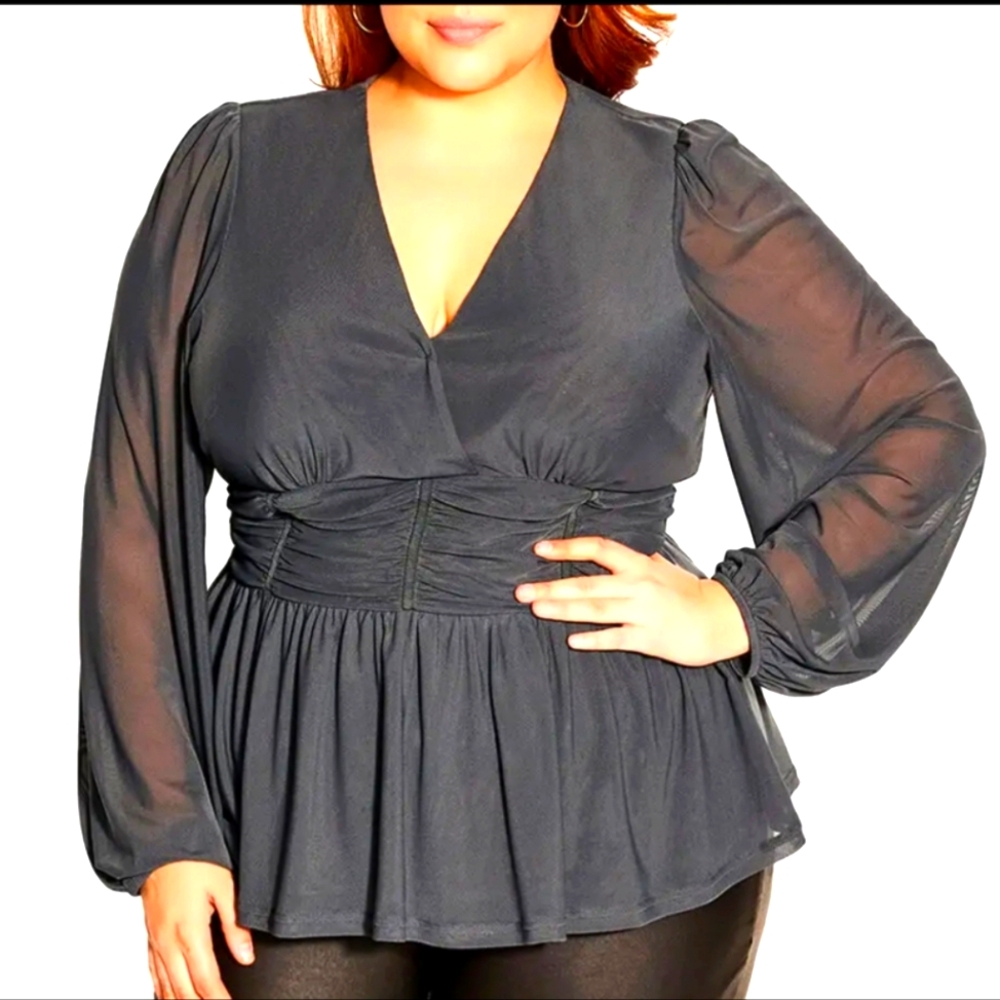 NWT size M (18) City Chic Rapture Top In Steel